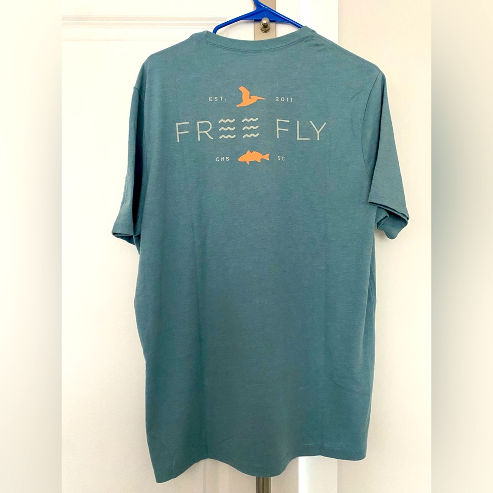 Free Fly Low Tide Tee- Heather Blue Fog Size L